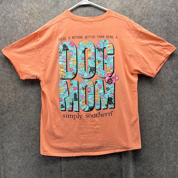 Simply Southern Shirt Womens Large Orange Crewneck Dog Mom Casual Tee Logo - Picture 1 of 12